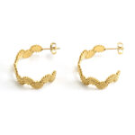French Chic Stainless Steel Flower Pleated Earrings For Women