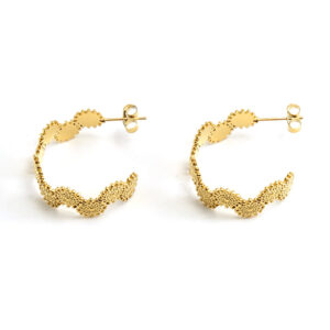 French Chic Stainless Steel Flower Pleated Earrings For Women