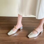 Square Toed MULler Shoes With Toe Caps, Cool Slippers, Women's Thick Heels, High Heels, Half Drag Single Shoes
