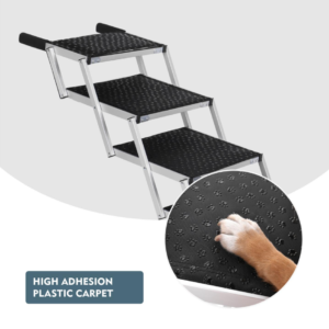 Foldable Dog Ramp For Cars, SUVs, Trucks, Portable Pet Dog Stairs For Large Dogs With Non-Slip Surface & Reinforced Design, Lightweight Yet Sturdy Supports Up To 250lbs