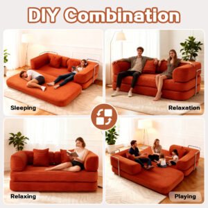 Floor Couch,Compressed Sofa,Convertible Floor Sofa Bed With Convertible Blanket Pillow,Enhanced Frame Stability,Comfy Couch Lounge Sleeper Bed,for Living Room Bedroom