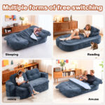 Modern Floor Sofa With 2 Pillows,Convertible Corduroy Fabric Foam-Filled Sleeper Sofa Bed, No Assembly Required,Convertible Sofa Cushion Unfolds Into Quilt,Folding Mattress For Living Room,Playroom