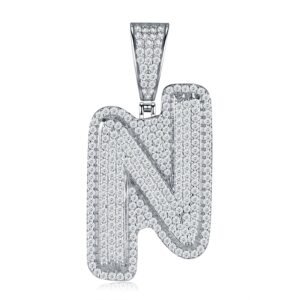 Fashion Design 26 Letters - N Set With Top Quality Morganite, Luxurious Fashion And Mid-Prive Mode Trendy Jewelry Silver Pendant Necklace, Made Of S925 Silver Electroplated With Platinum.