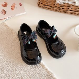Daughter's Fashion Bow Bright Leather Single Shoes Korean Version Princess Leather Shoes Children's Shoes