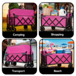 Upgraded 5x2 Wide Wheels- Expandable Dual- Layer Utility Wagon With Extra Space 220lbs Capacity Grocery Cart For Camping Shopping Sports Gardening Fishing