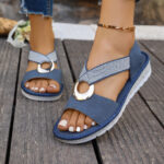 Metal Buckle Hemp Rope Fish-mouth Sandals Women's