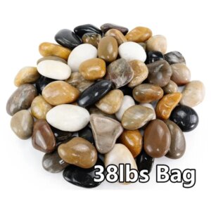 38lbs Decorative Garden Stone Outdoor Landscaping, Walkways, Yard, 1-3 Inch Large Polished River Rocks For Plants Pots, Vases, Crafts