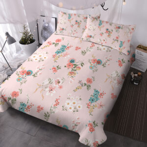 Floral Bedding Set For Girls, Cute Colorful Botanical Flowers Patterned Soft Duvet Cover Set 3 Pieces Kids Bed In A Bag