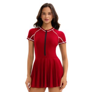 Women's Sporty Tri-Color Spliced Tight Swimsuit