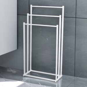 Black White 3 Tier Free Standing Towel Rail Stand Unit Rack Storage Bathroom