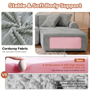 105'' Modular Sectional Sofa Couch ,Boneless Couch, Compressed Couch, Detachable And Washable, Replaceable Sofa Cover, Modern Woven-Textured Upholstery, Convertible L-Shaped Design For Living Room