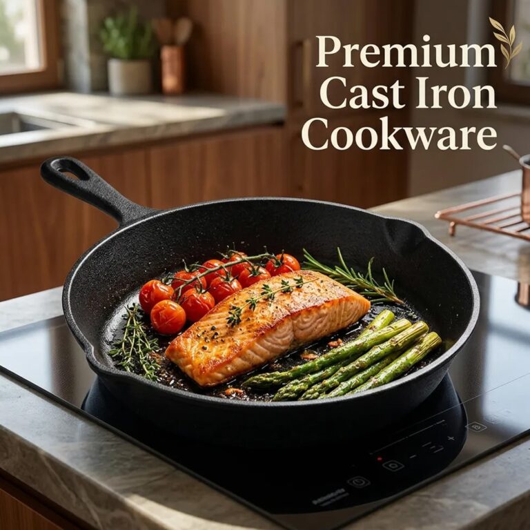 3pcs Pre-Seasoned Cast Iron Skillet Grill Pan With Handle For Grill, BBQ,Kitchen And Camping Cookware