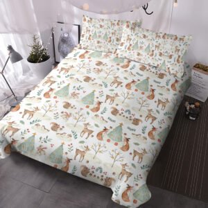 Mini Cats Pattern Duvet Cover Set, Cute Comforter Cover, 1 Quilt Cover 2 Pillowcases