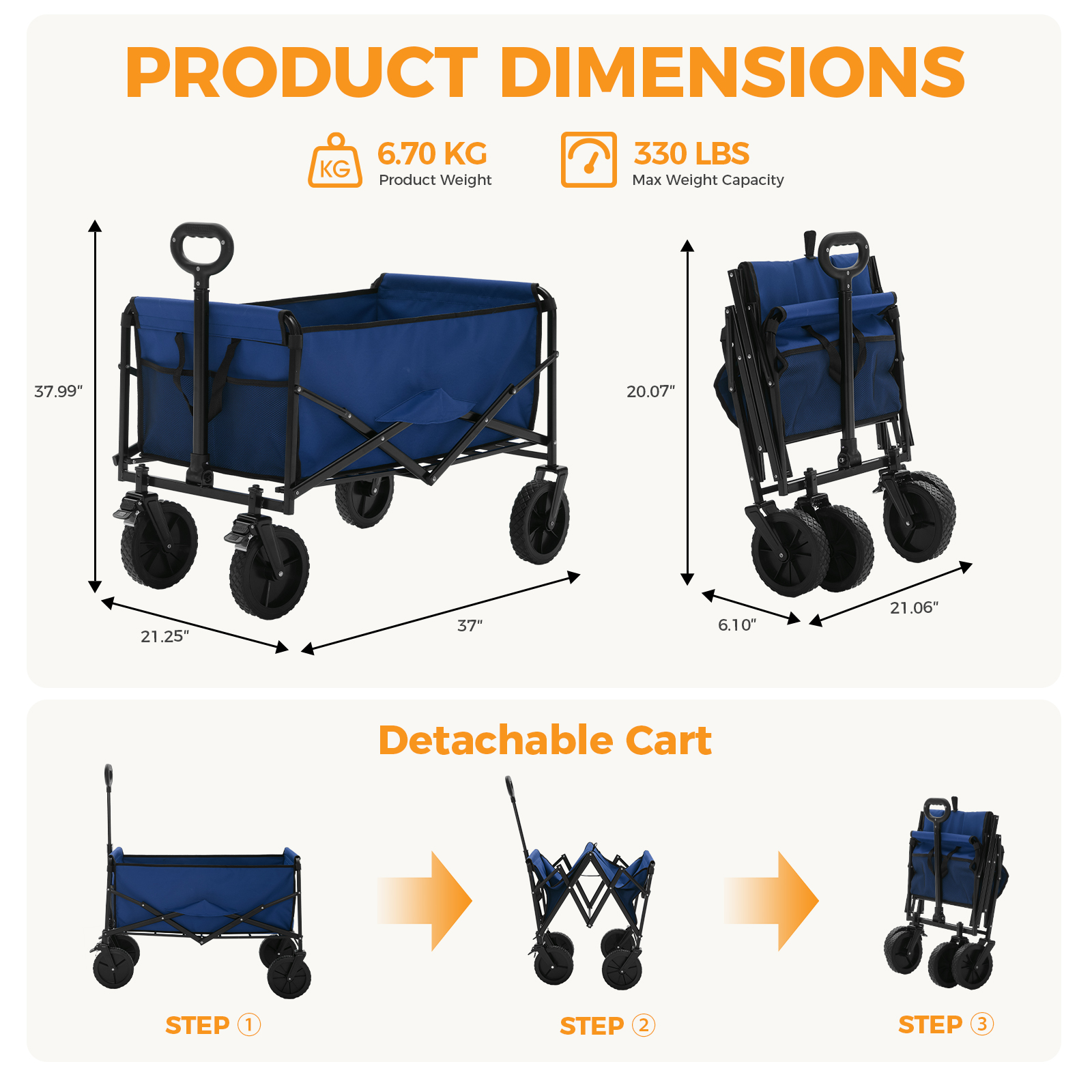Foldable Trolley, With Wheels, Foldable, Large Capacity, 330 Pounds, Multi-functional Trolley, Heavy-duty Design, With Elastic Handles - Image 18