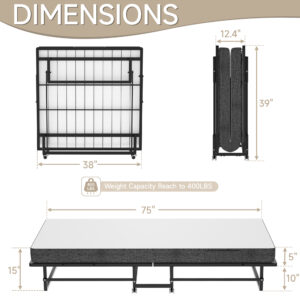 Portable Rollaway Guest Bed With Memory Foam Mattress And Bed Side Pocket