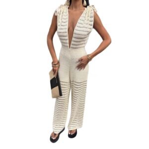 Fashionable Casual Solid-Color Slim-Fit Elegant Jumpsuit