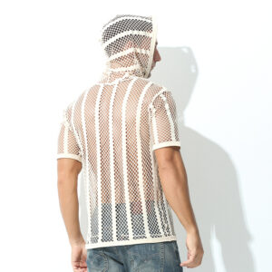 Men’s Mesh-Patterned Sports T-Shirt Hoodie