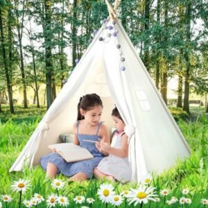AU Large Teepee Tent Kids Cotton Canvas Pretend Play House Boy Girls Wigwam OZ 70X11X11
