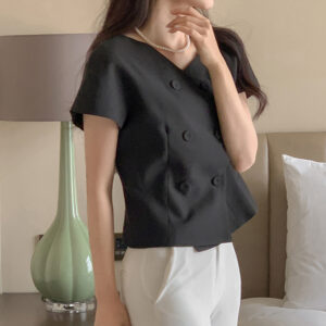 Double-breasted Waist-cinching Figure-flattering Short Coat