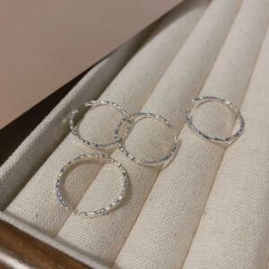 S925 Sterling Silver Minimalist Hammered Thin Ring For Women, Textured Open Plain Band, Personalized Korean INS Style Index Finger Ring