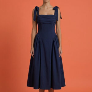 BANGLNE TIE SOULDER SEAM MIDAXI DRESS