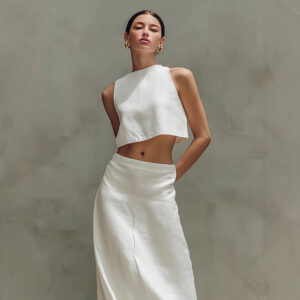 Summer Stylish Slimming Sleeveless Maxi Dress Elegant Two-Piece Set