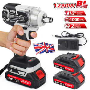 10 0 0Nm Brushless Cordless Electric Impact Wrench Gun Ratchet Driver W Battery