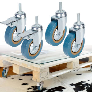 4 X Heavy Duty 1 00mm 240KG Rubber Swivel Castor Wheels Trolley Furniture Caster
