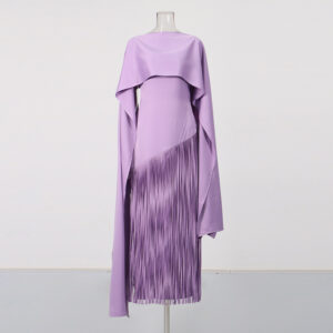 Misty Purple Asymmetrical Fringe Cloak-Style Evening Gown Long Dress