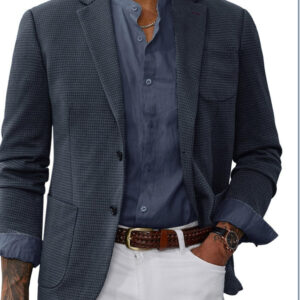 Business-Casual Printed Blazer With Double Buttons
