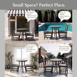 3-Piece Outdoor Dining Set - HDPE Round Patio Table And 2 Armless Chairs, Heavy-Duty And All-Weather, Great For Balcony Or Lawn
