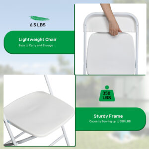 4Pcs Folding Chair, 350LBS Lightweight Foldable Plastic Chair, Reinforced Metal Frame Easy To Fold & Store For Indoor & Outdoor, Wedding, Party, Meeting Room, Patio And Garden