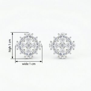 925 Sterling Silver Sparkling Pear-Cut and Round Zirconia Floral Cluster Stud Earrings