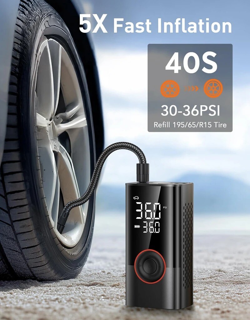 Support Pan European:LCD Electric Battery Air Pump Car Bicycle Tire Air Compressor 150PSI - Image 5