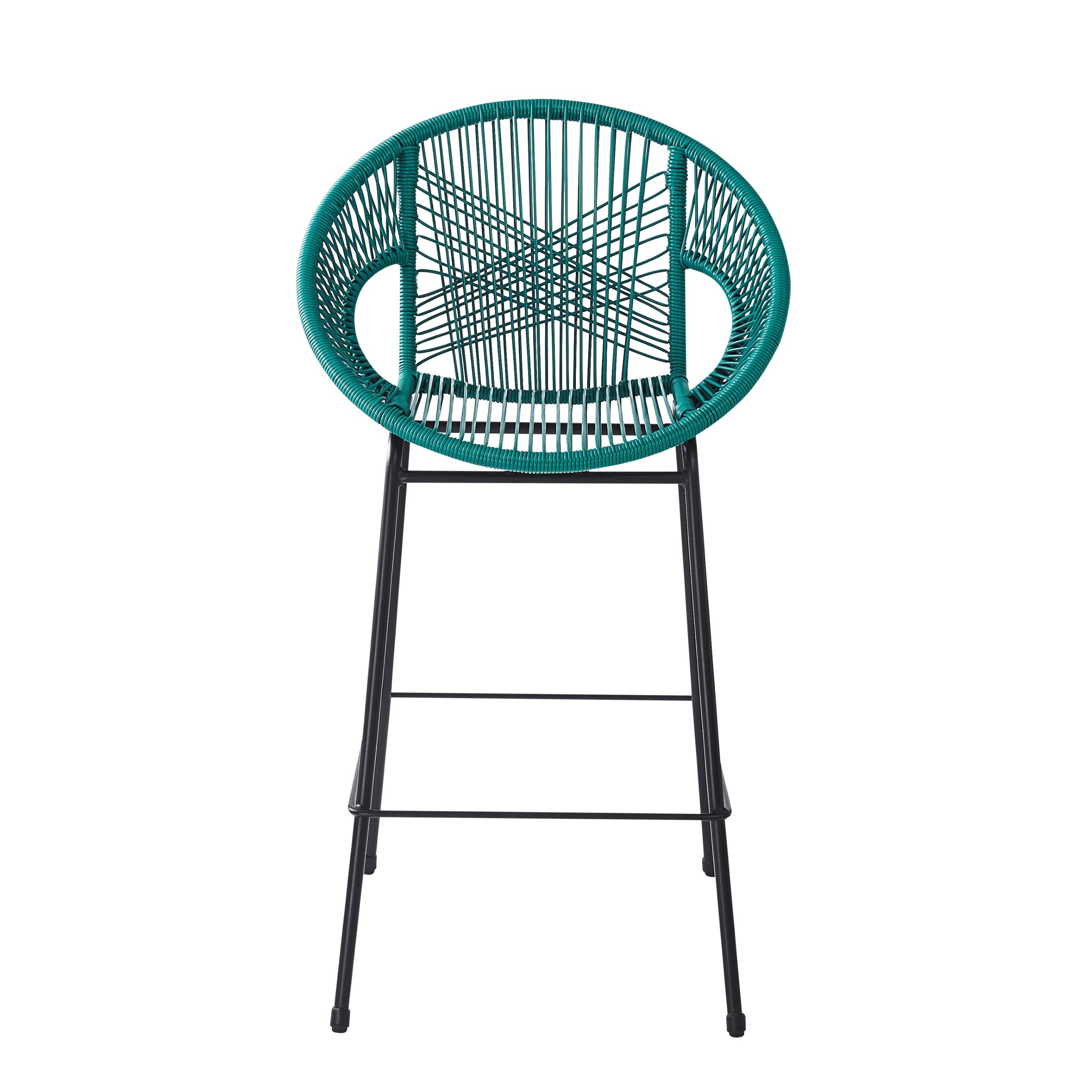 Ferrara Outdoor Patio Teal Faux Wicker Barstool Set Of 2 - Image 5