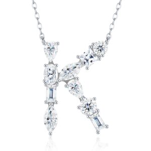 A Luxurious And Fashionable Light Luxury Trend Jewelry Silver Necklace Pendant Featuring 26 Letters – K Set With Top-quality Moissanite, Made Of S925 Silver Electroplated With Platinum.