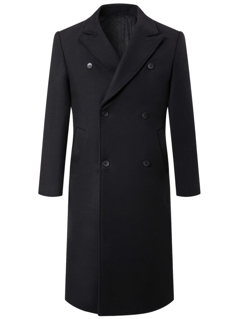 Men's Double-Breasted Slim-Fit Trench Coat