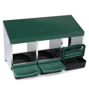 3 Compartment Roll Out Chicken Nesting Box With Plastic Basket, Egg Nest Box Chicken Laying Box Hens Chicken Coop Box, Green