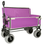 3- In- 1 Heavy- Duty Convertible Folding Wagon Cart With Bench Seat & Storage - 500lbs 180L Capacity Utility Wagon All- Terrain Wheels For Camping Beach Sports Garden Fish Purple