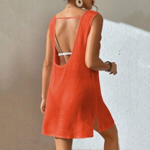European And American Summer Beach Dress Women's Solid Color