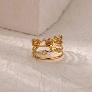Elegant Delicate Women Band, Irregular Smooth Heart Titanium Steel Ring