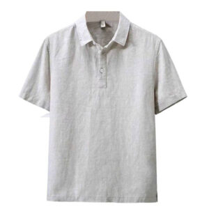 Arrival Mens Short-Sleeve Shirt In Pure Linen With A Turn-Down Collar