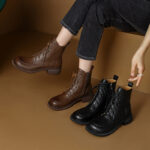 Shoes Big Toe Low Heel Martin British Lace-up Ankle Boots Single-layer Boots