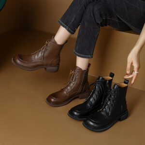 Shoes Big Toe Low Heel Martin British Lace-up Ankle Boots Single-layer Boots