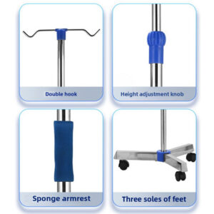 Adjustable IV Pole Stainless Steel IV Drip Stand With Wheels For Home Clinic Z