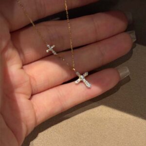 Vintage Full-Diamond Gemini Cross Necklace For Women