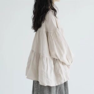 Women's Flowy Crew-neck Doll Shirt Pullover