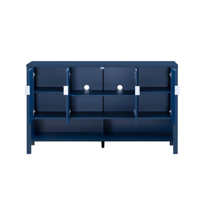 U-STYLE 55.1 Storage Sideboard With 4- Doors Multi Functional Buffet With Open Shelf And 2- Tiers Adjustable Shelves Modern Cabinet With Double Hooks Suitable For Living Room Hallway Dining Office.
