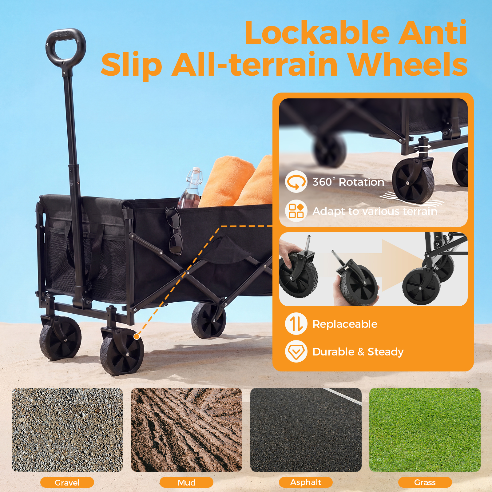 Foldable Trolley, With Wheels, Foldable, Large Capacity, 330 Pounds, Multi-functional Trolley, Heavy-duty Design, With Elastic Handles - Image 20