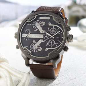 Bold Dual-Time Black Outdoor Sports Watch